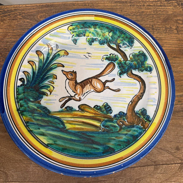 VINTAGE FOX PLATE WITH HANGER ON BACK