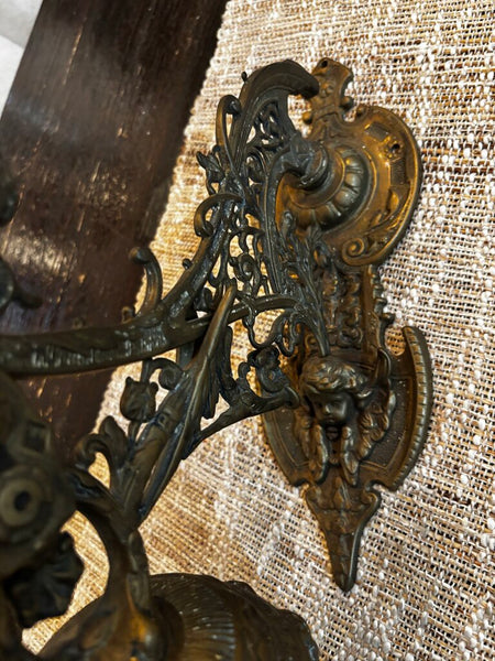 Vintage Solid Brass Wall-Mounted Ornate Scroll Bracket Bell