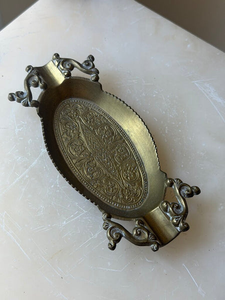1676 Ornate Brass Etched Dish