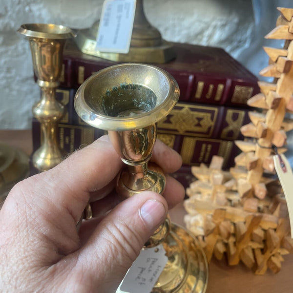 Moxie - Pair of 8" Brass Candle Holders