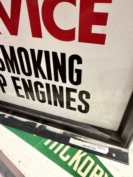 JFV ~ Vintage Double Sided Gas Station Sign with metal sign holder .