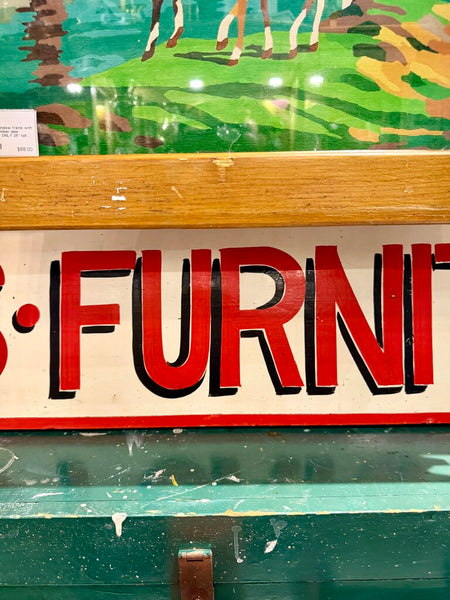 JFV ~ Vintage RICK's FURNITURE SIGN - double sided 55" long 9.5" tall . IN-STORE PICK UP ONLY.