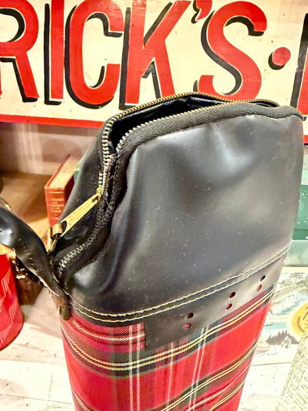 JFV ~ Vintage scotch, Plaid, golf bag, liquor bottles