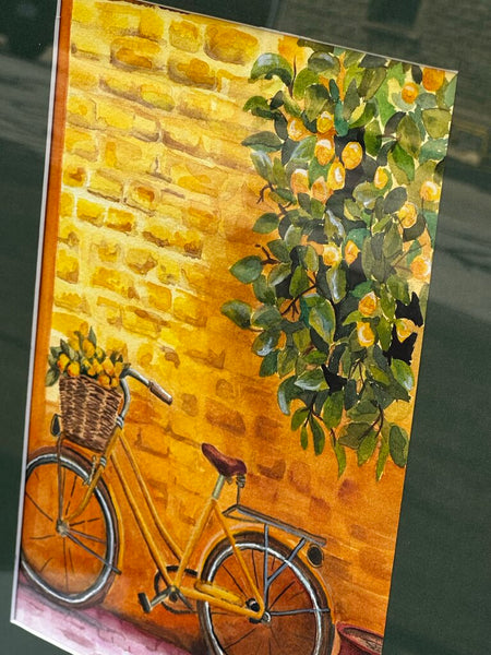 Beautiful Water Color Original Art In The Shadows Of The Lemon Tree By: S. Sander 13x16 Framed