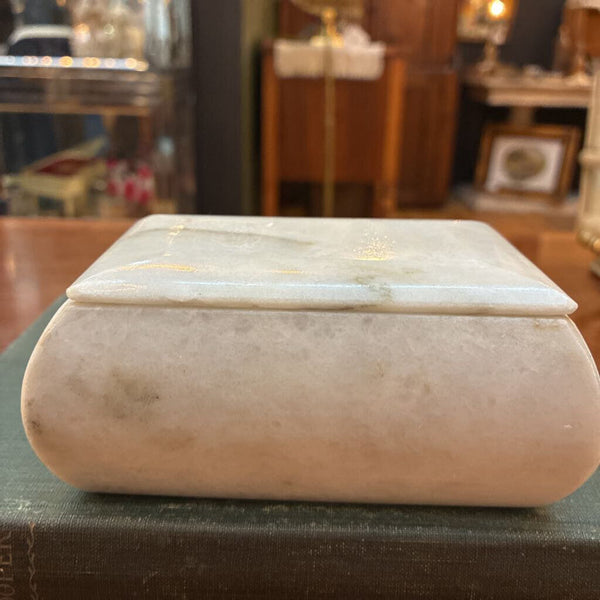 Vintage Alabaster Lidded Trinket Box 5" x 2.5" x 3"