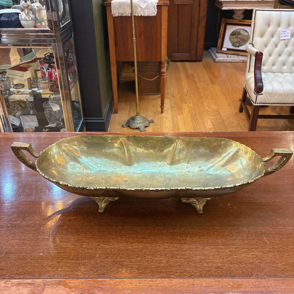 Vintage Brass Elongated Footed Bowl 8" x 21"