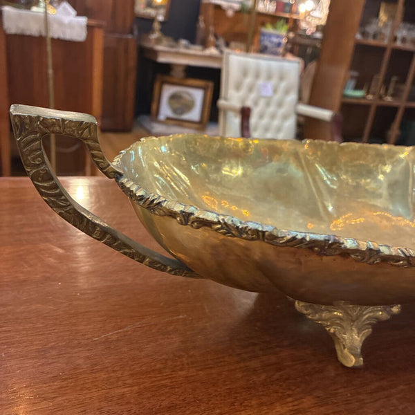 Vintage Brass Elongated Footed Bowl 8" x 21"