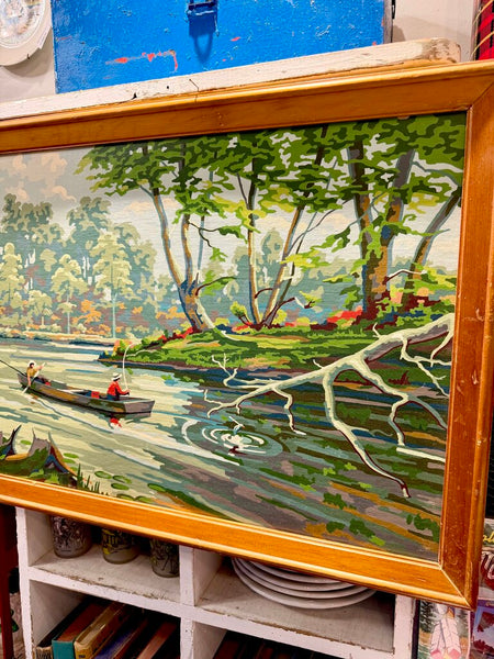 JFV ~ Vintage Fishing Scene Paint by Number