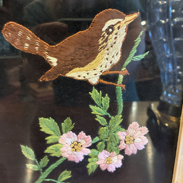 Vintage Bird Embroidery Artwork 9.5 x 8