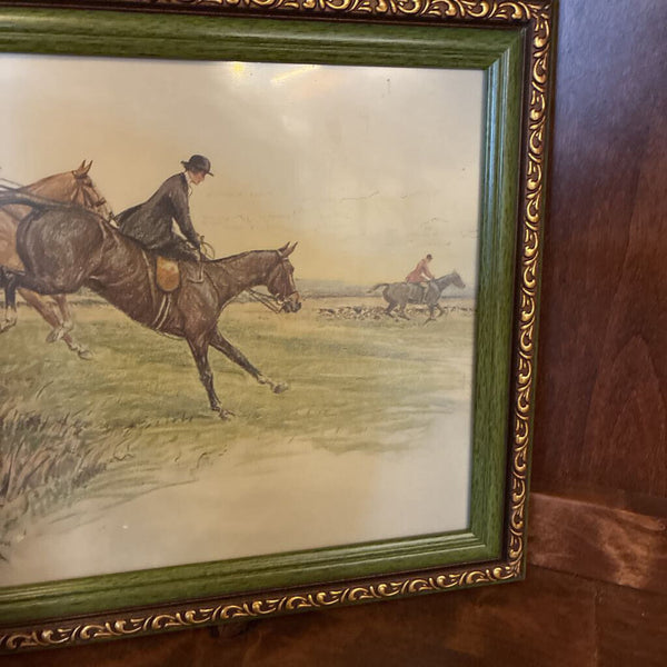 Vintage Equestrian Print in Frame 10" x 14'