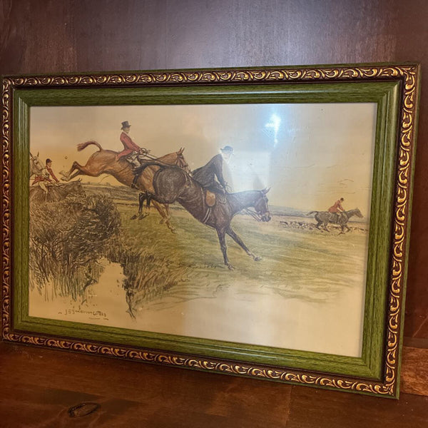 Vintage Equestrian Print in Frame 10" x 14'