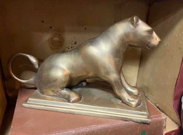 Vintage Brass Lioness~ 3.75" w x 9.5" l x 5.5" t