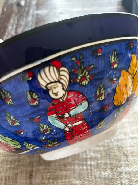 Vtg Kutahya Turkey Hand Painted Pottery Bowl