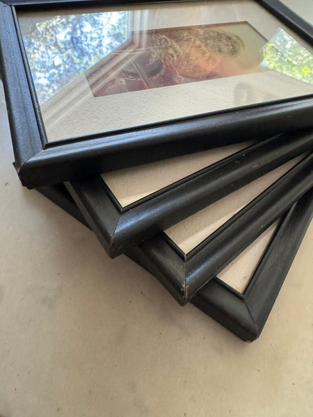 Set of 4 original 1940's gouache paintings framed 5.5" x 8" framed (set)