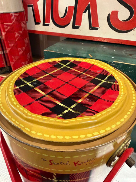 JFV , Vintage Skotch Plaid 2 gallon cooler .