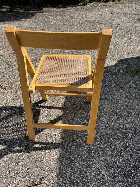 Set of 6 folding mid century chairs with cane seats (in store pick up only)
