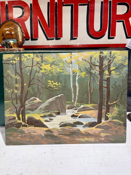 JFV ~ Vintage Creek Scene paint by number 16" by 12"