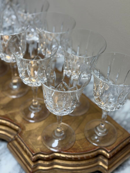 1708 Set of 9 Crystal Wine Glasses