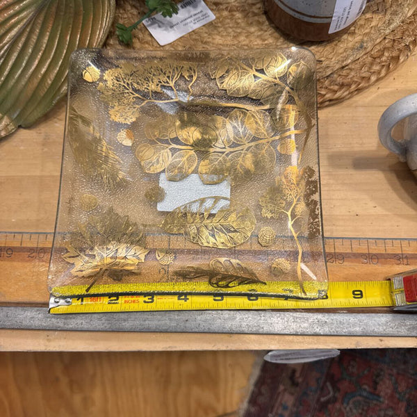 MCM glass tray with gold embellishments