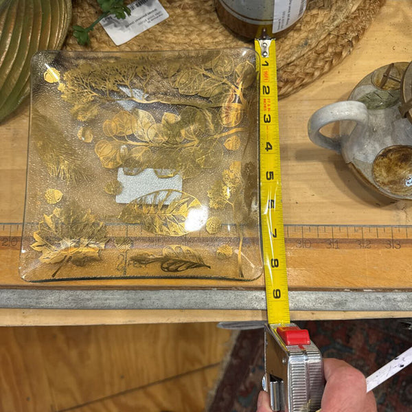 MCM glass tray with gold embellishments