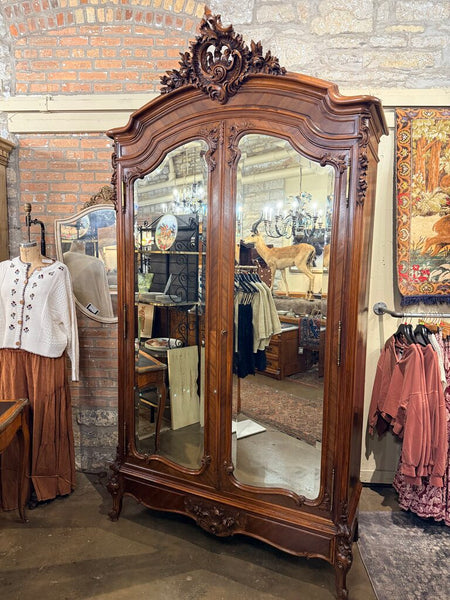 1800'S FRENCH MIRRORED ARMOIRE 104"H 52.2"W 19"D IN STORE PICK UP ONLY