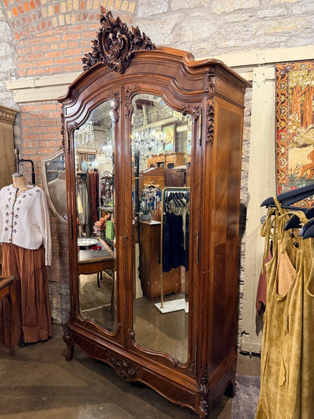 1800'S FRENCH MIRRORED ARMOIRE 104"H 52.2"W 19"D IN STORE PICK UP ONLY