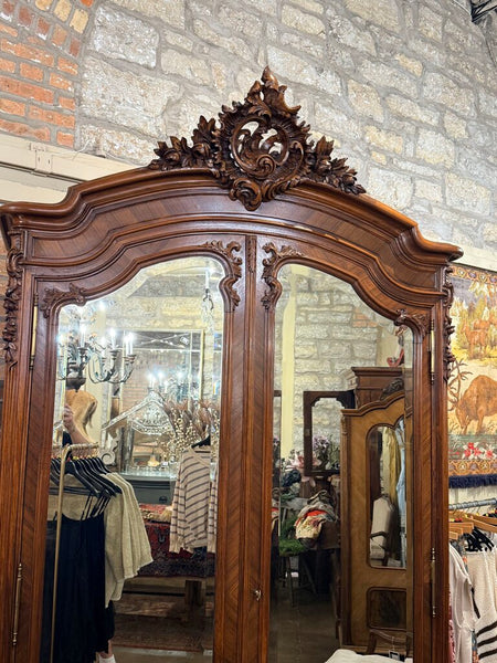 1800'S FRENCH MIRRORED ARMOIRE 104"H 52.2"W 19"D IN STORE PICK UP ONLY