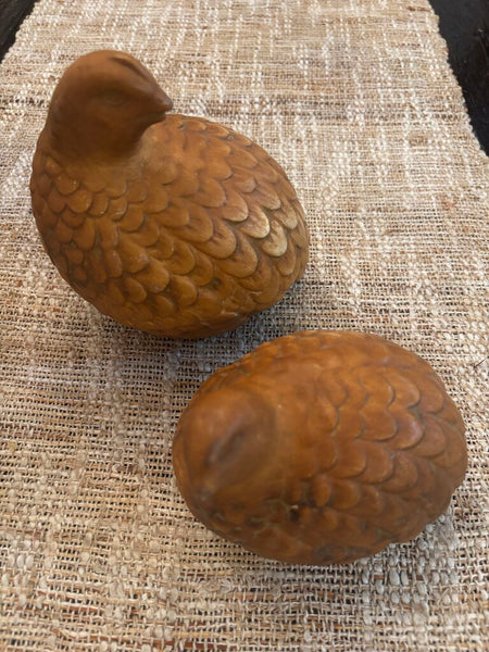 Set of 2 Vintage Ceramic Brown Quails