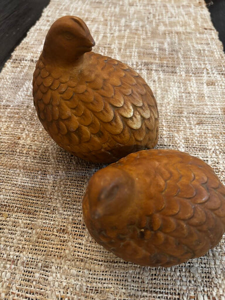 Set of 2 Vintage Ceramic Brown Quails