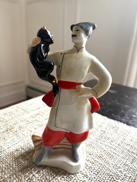 Rare porcelain figurine "Vakula with the Devil", USSR