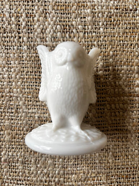Vintage Westmoreland Milk Glass Owl Toothpick Holder