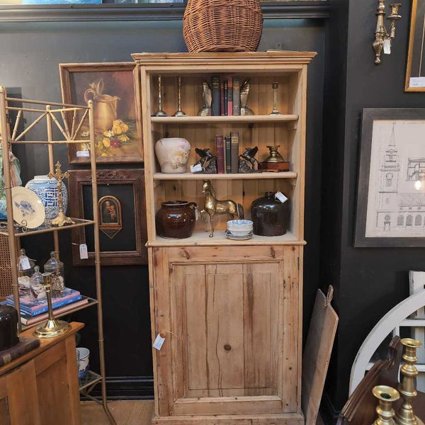 Vintage Scrubbed Pine Bookcase/Cabinet 6 Shelves Total - 32x12x75 High. IN STORE PICKUP