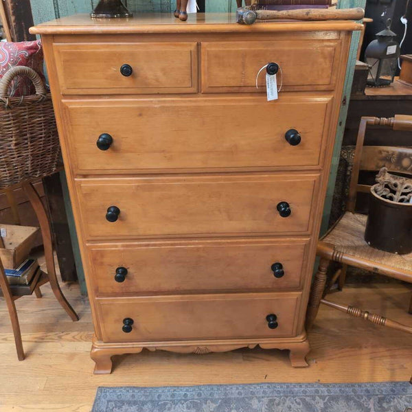 Pretty Hard Rock Maple Dresser w/new hardware and 6 Drawers 32X18X48H. IN STORE PICKUP