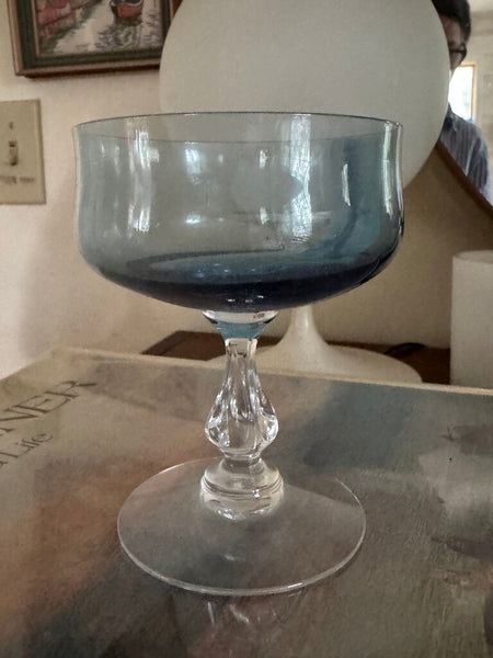 Fostoria set of 6 Distinction Light Blue Champagne / Sherbet Glasses 4 1/2"