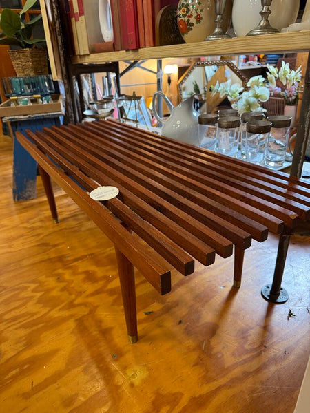 Mcm slat bench as found 18" deep x 48" long x 15" tall (in store pick up only)