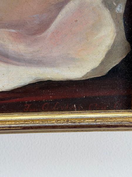 1641 19th C. Oil on Canvas Floral Still Life w/ Books