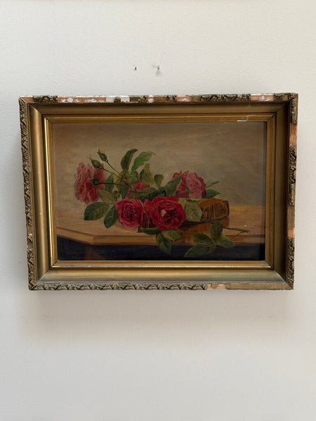 1787 Roses Still Life Oil on Board