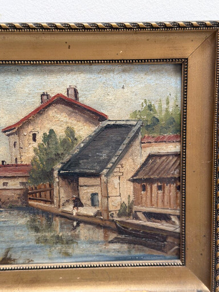 1658 Vintage Oil on Board Architectural Scene