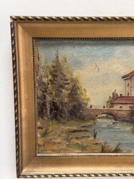 1658 Vintage Oil on Board Architectural Scene