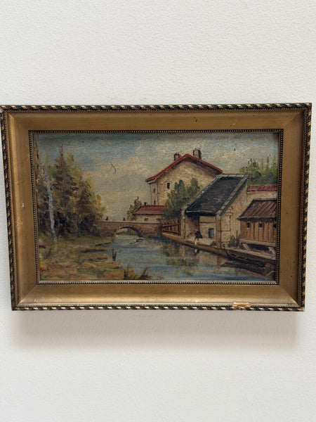 1658 Vintage Oil on Board Architectural Scene