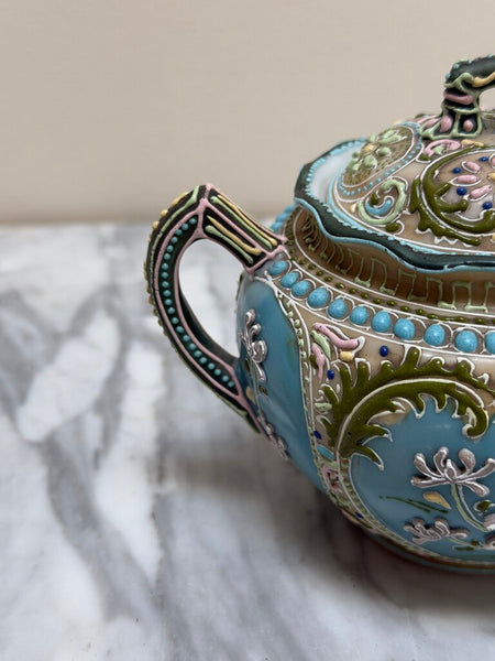 Antique Japanese Moriage Hand Painted Sugar and Creamer Set