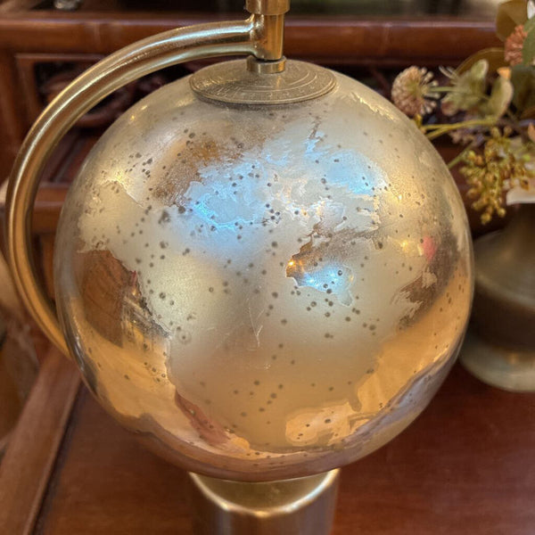 Vintage Silver Metal Globe on Stand 10" x 7"