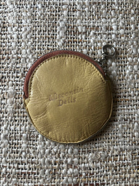 Vintage Beaded Leather Mini Change Purse Wisconsin Dells