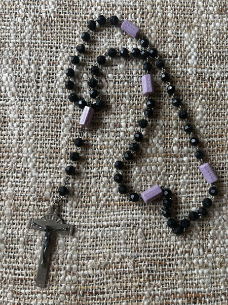 Vintage Rosary Black & Lavender