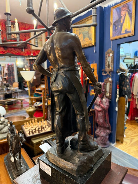 Julius Paul Schmidt-Felling (1835-1920), Germany, Bronze Sculpture: Foundry Worker, 22 1/2"in H x 7 1/2"in W x 7 1/2"in D