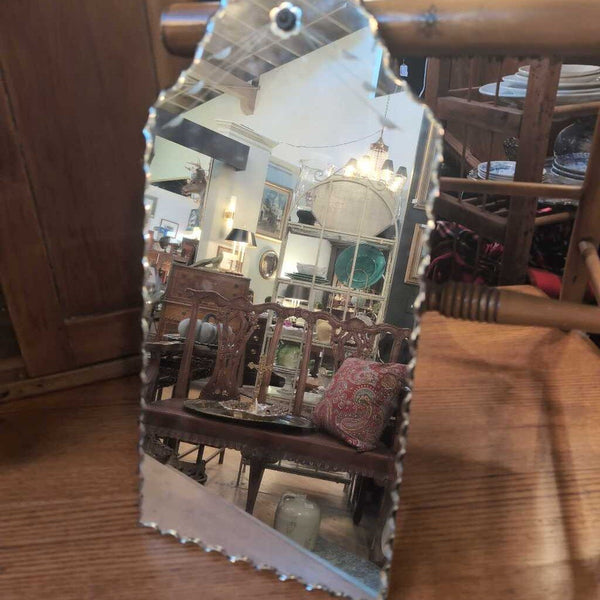 Pretty Vintage Art Deco Frameless Mirror with Scalloped Edge 10x20