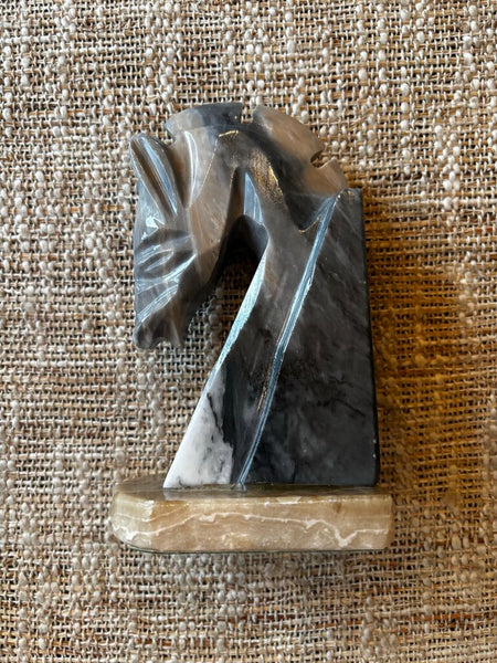 Vintage Horse Head Onyx Marble Bookend