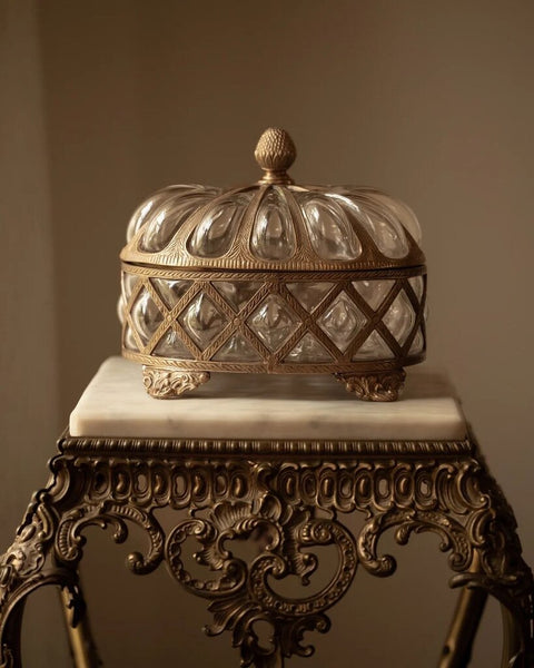 1586 Oval Lidded Bubble Glass Jar