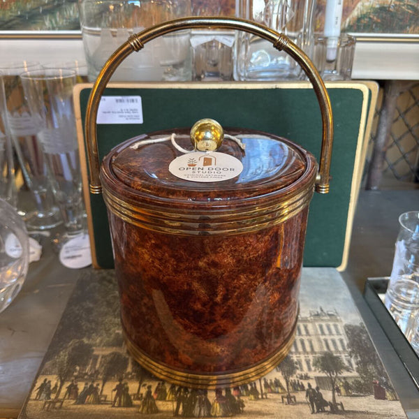 Patent leather padded ice bucket Burlwood look