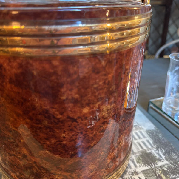 Patent leather padded ice bucket Burlwood look